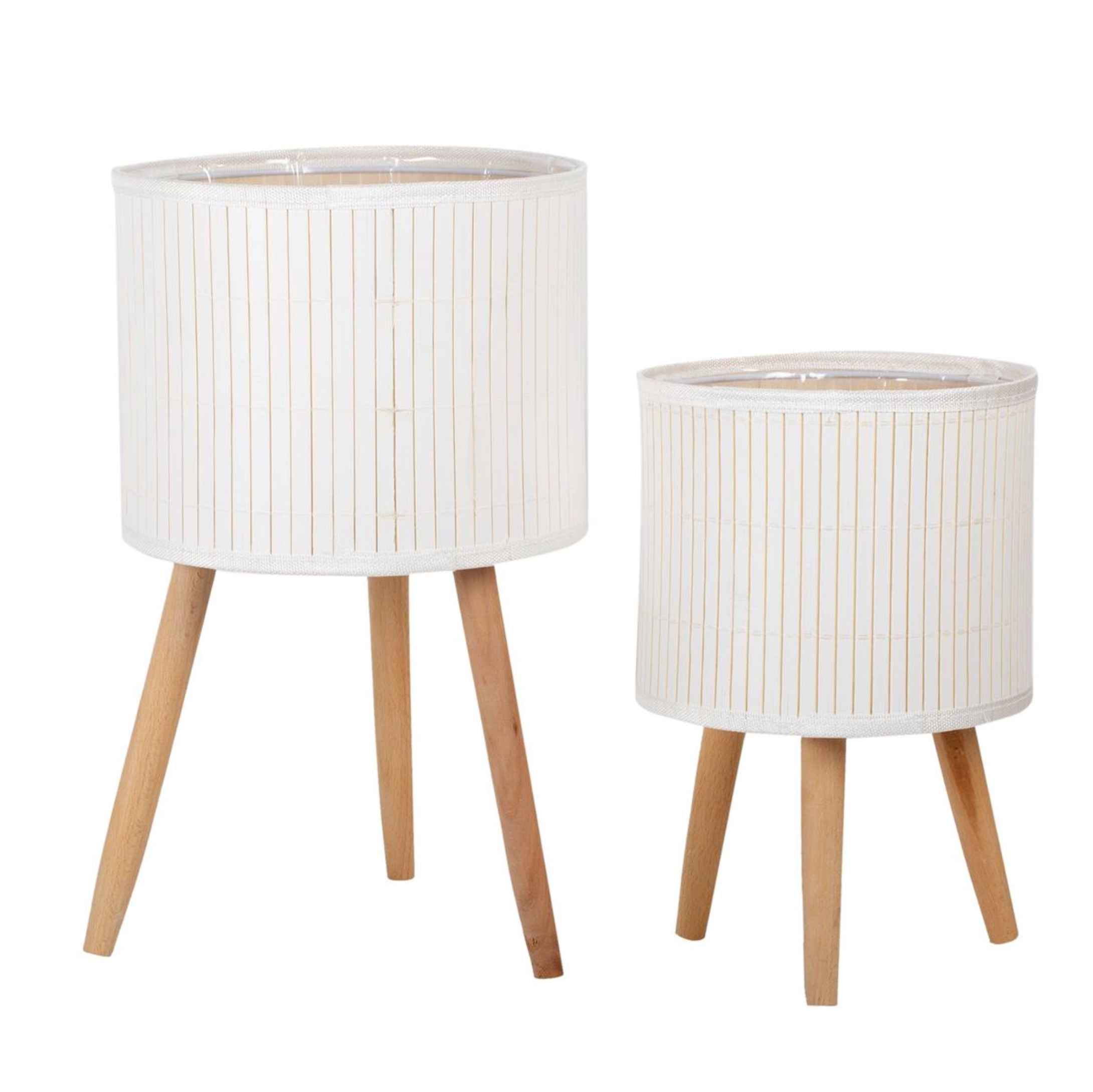 Planter White Bamboo Wood Legs