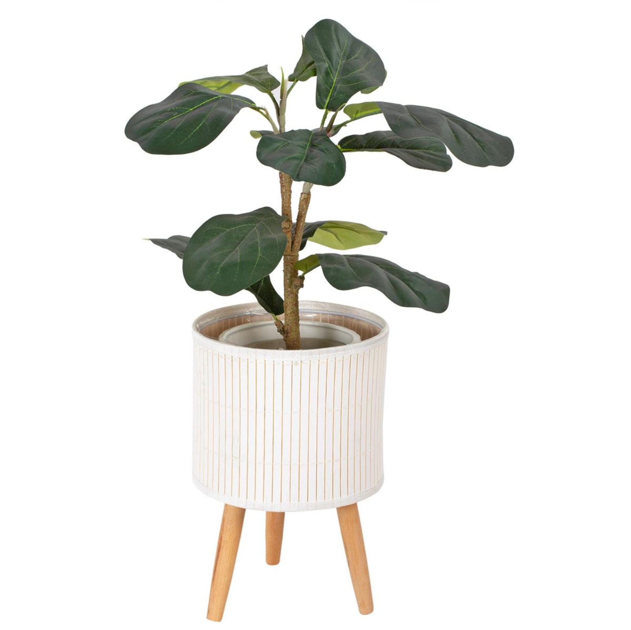 Planter White Bamboo Wood Legs