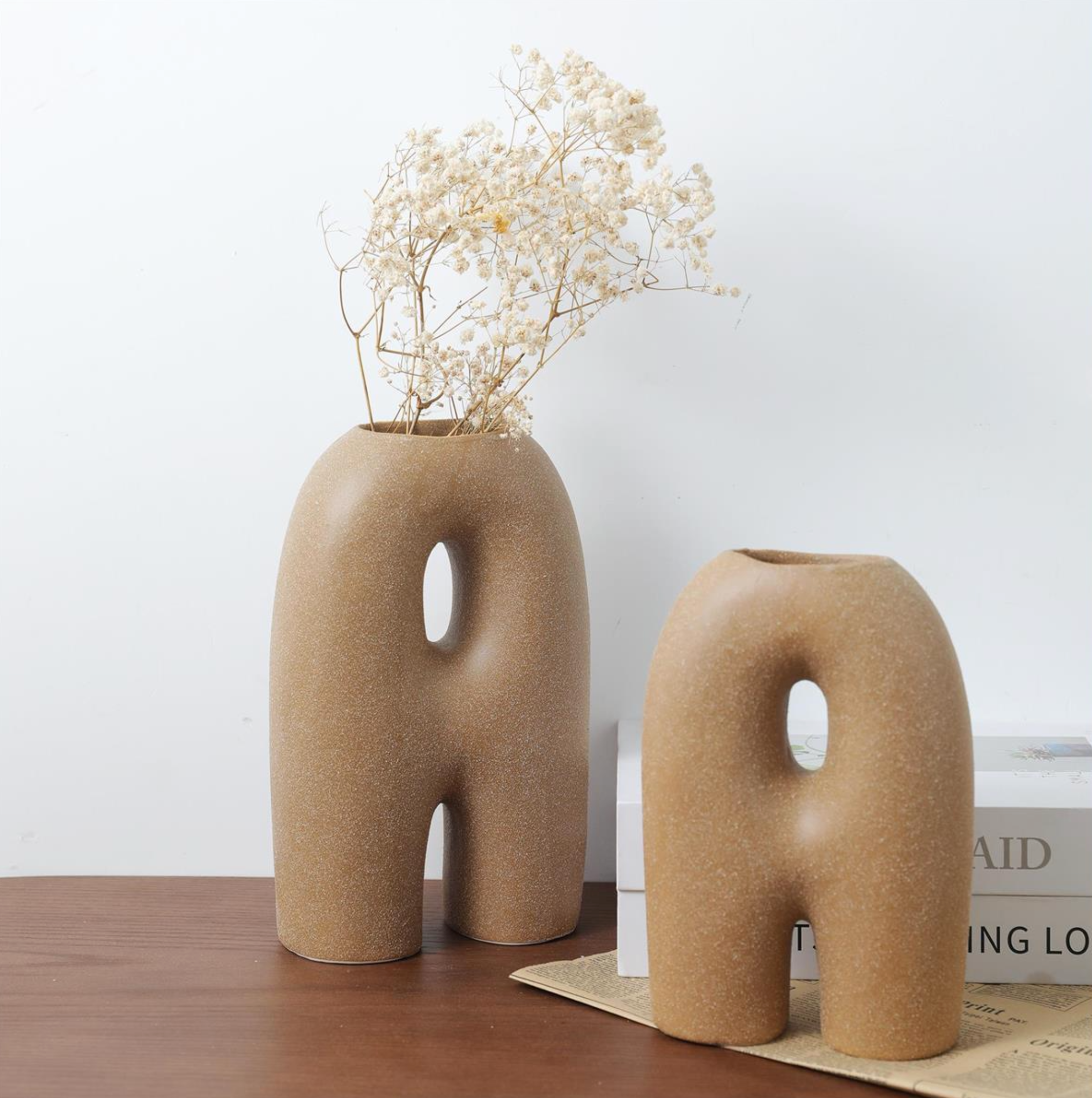 Ceramic Joined Vase Brown