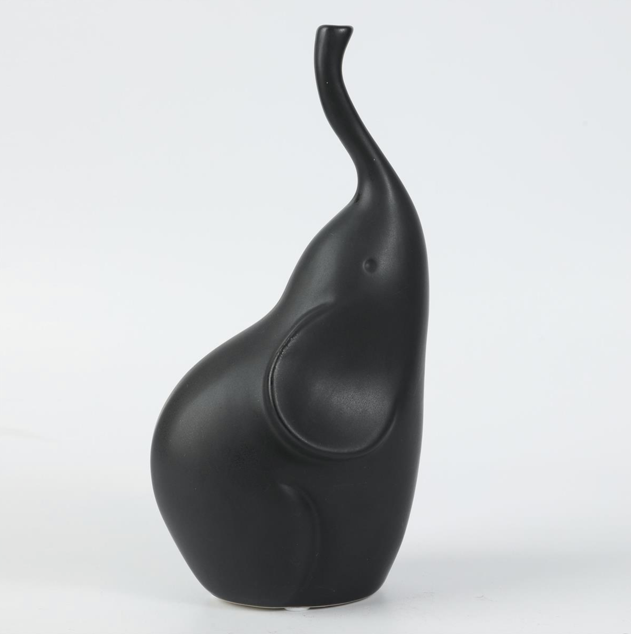 Ceramic Elephant Figurine Black Matte