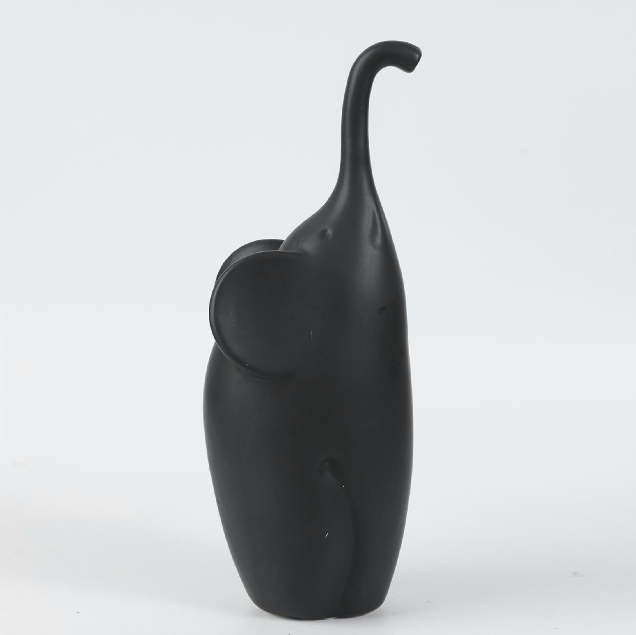 Ceramic Elephant Figurine Black Matte