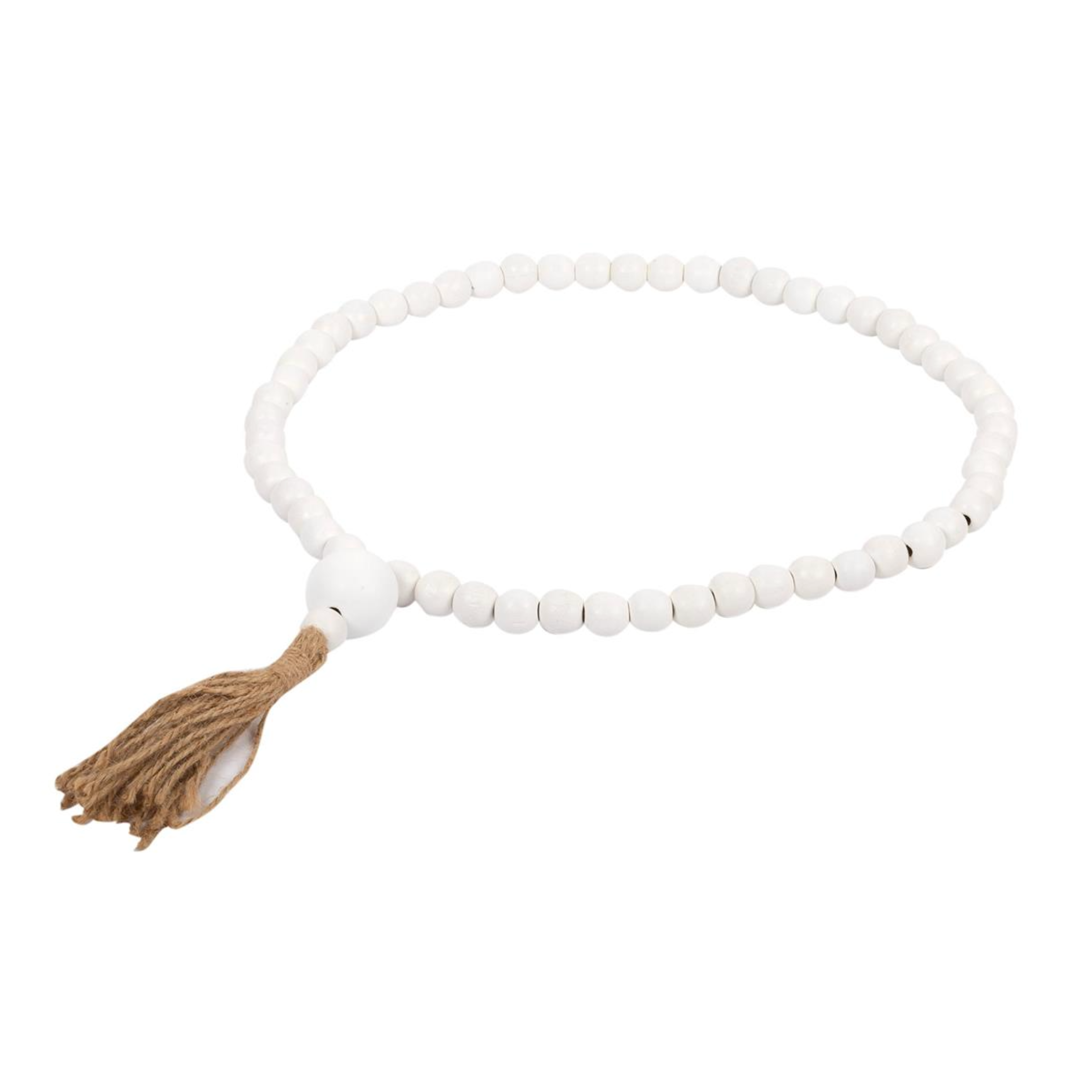 Wood Beads White With Tassel