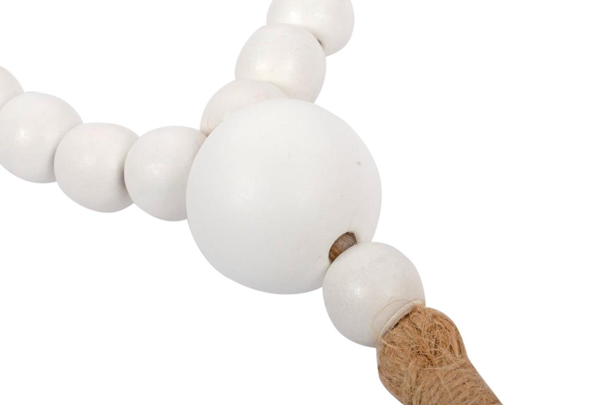 Wood Beads White With Tassel
