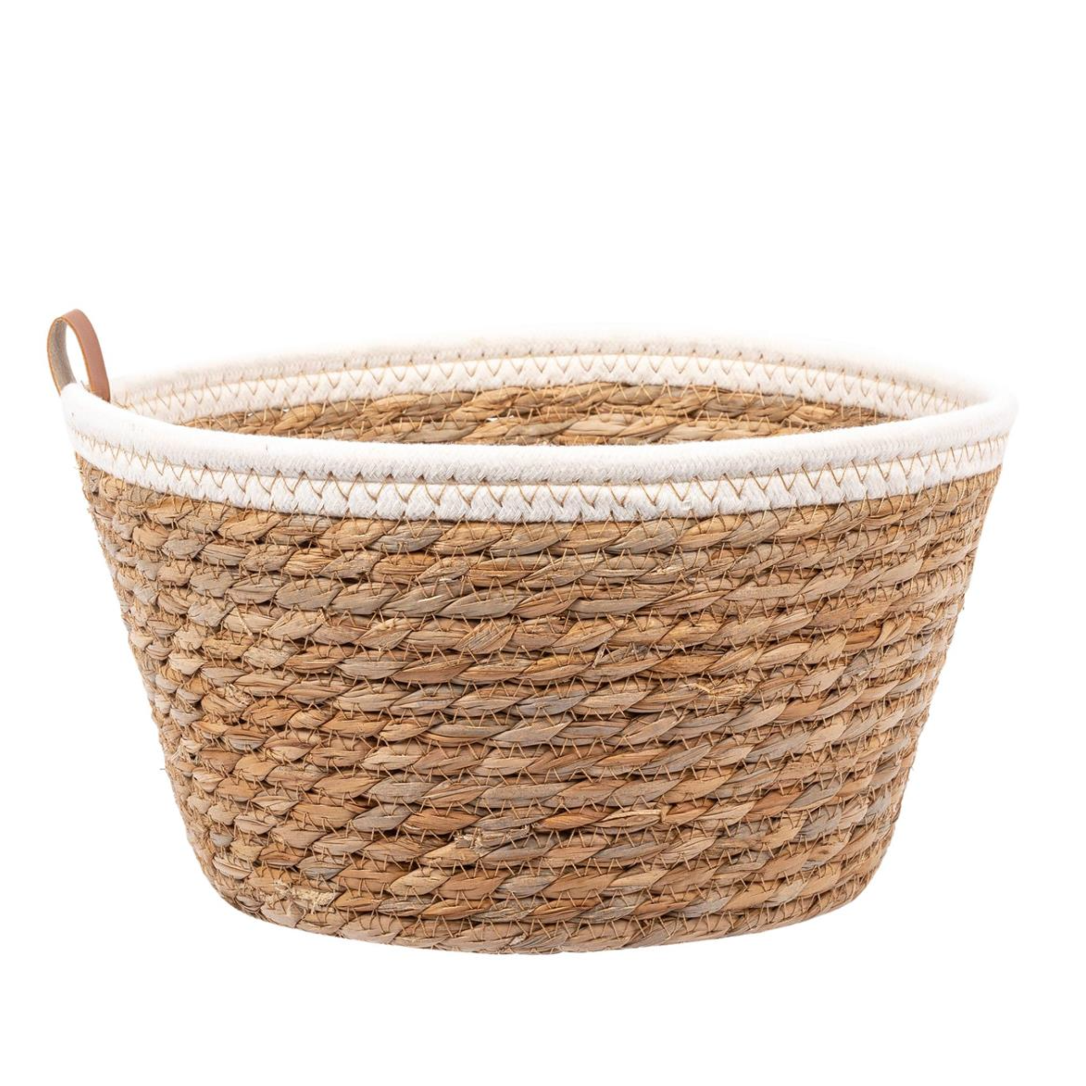 Round Grass Basket With White Rim