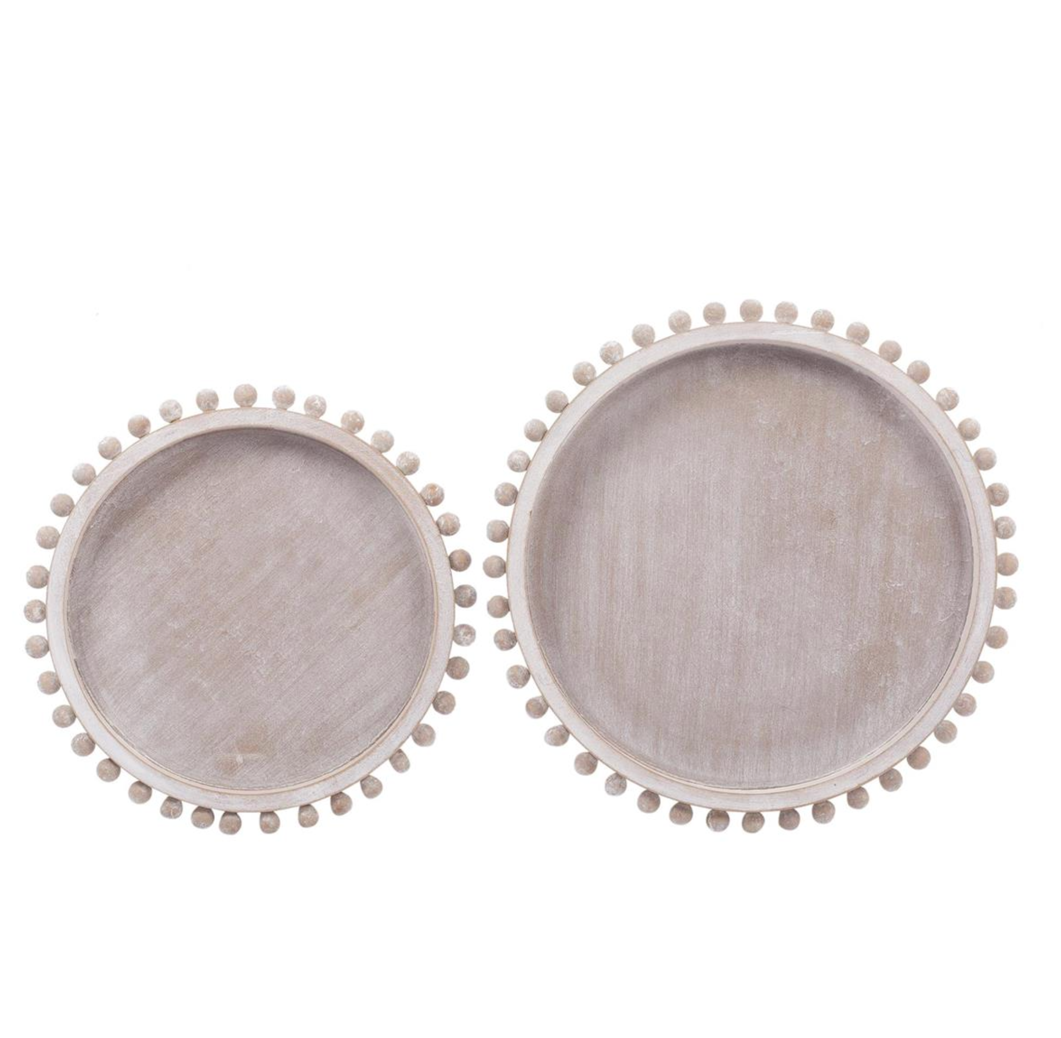 Farmhouse Round Wood Trays Withewash