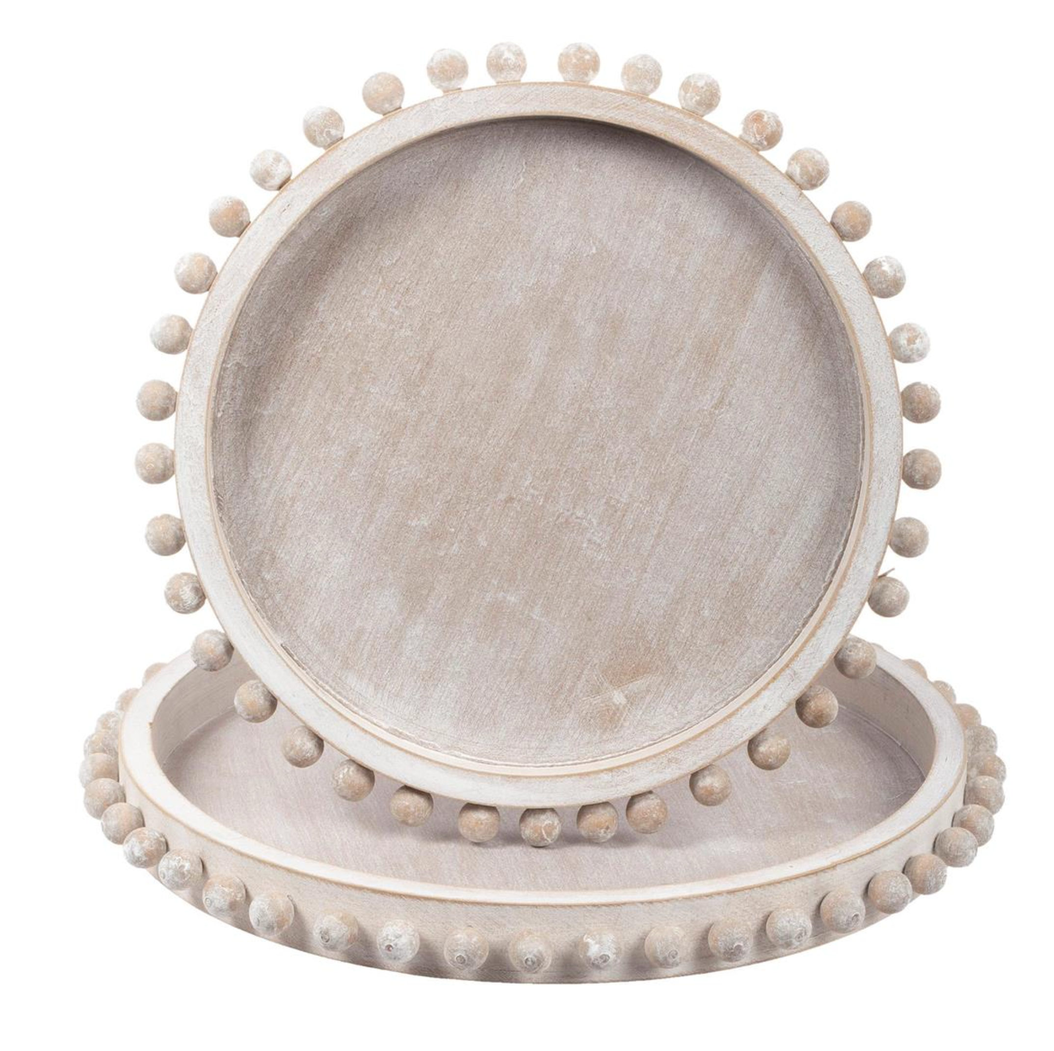 Farmhouse Round Wood Trays Withewash