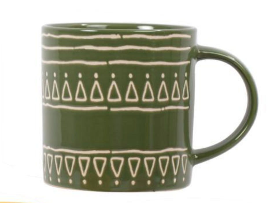 Mug 11oz Embossed Can Stoneware Ceramic
