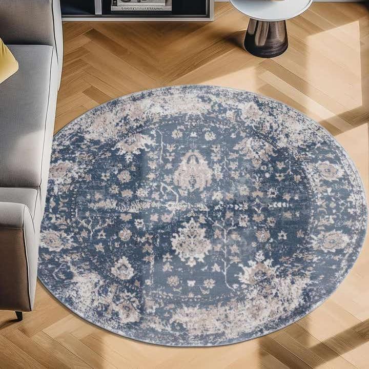 Round Blue Rug