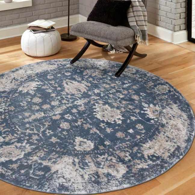 Round Blue Rug