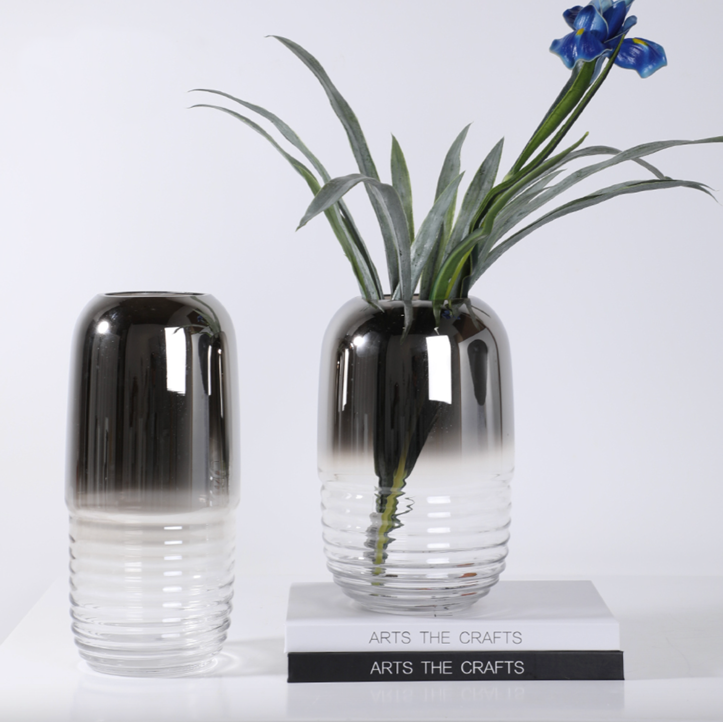 Glass Vase Silver Transparent