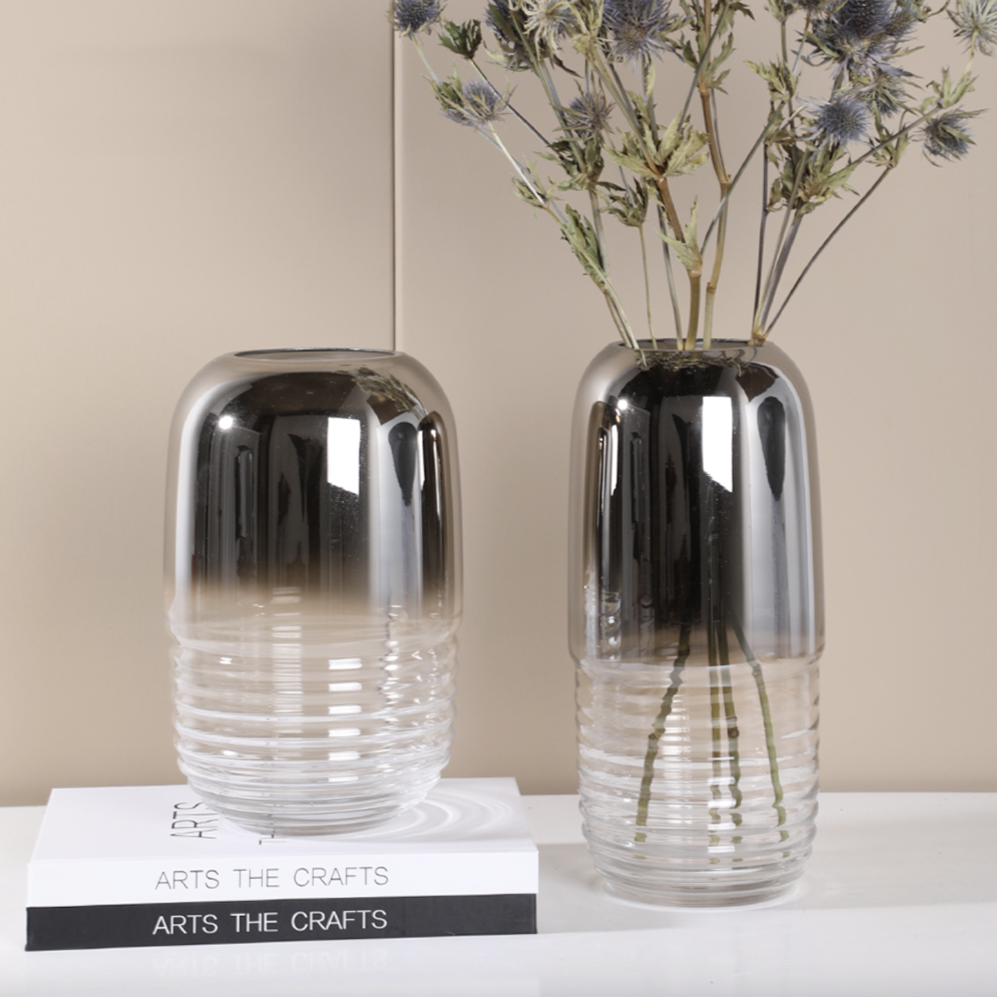Glass Vase Silver Transparent