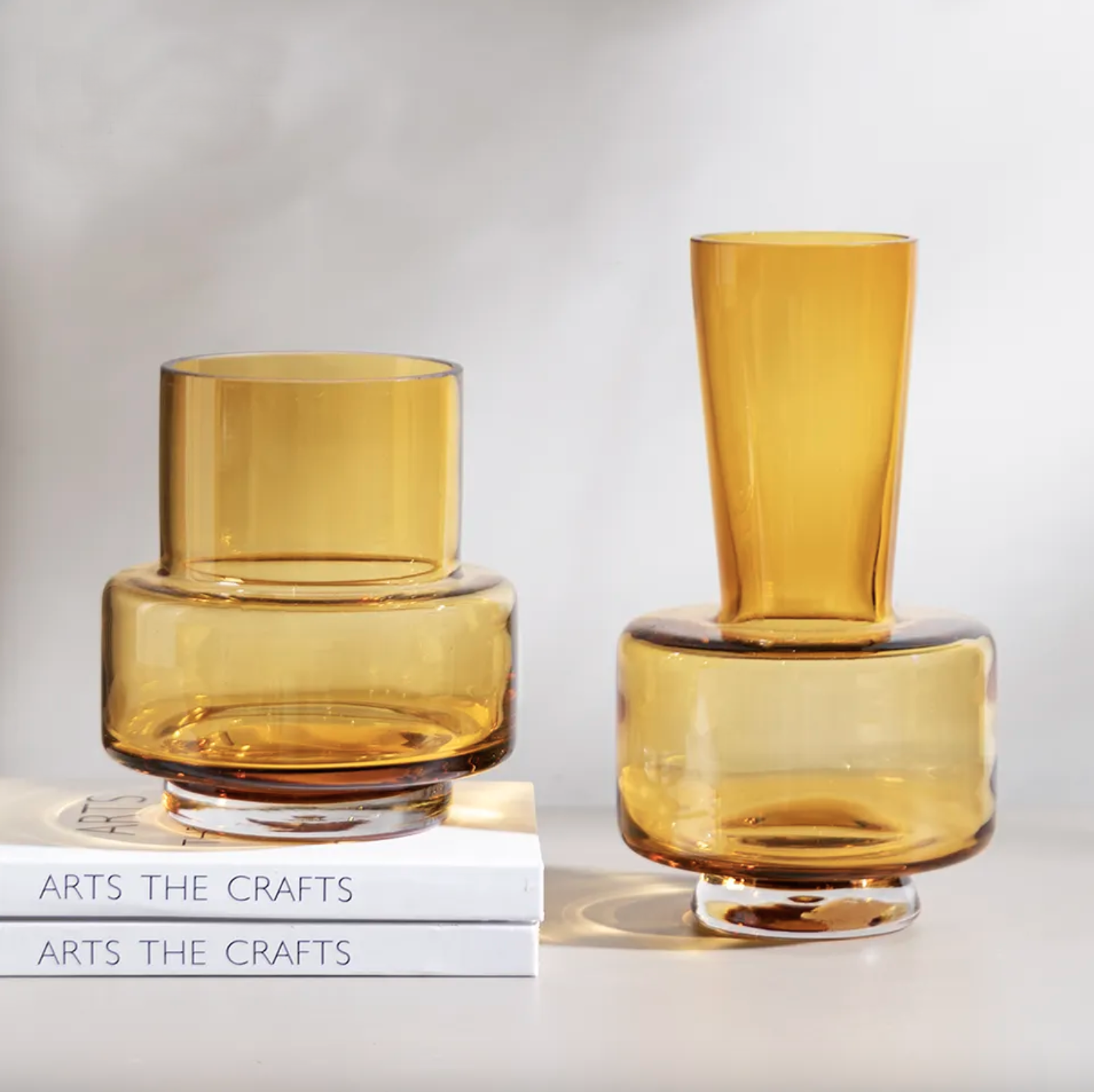 Flower Vase Glass Amber Decor