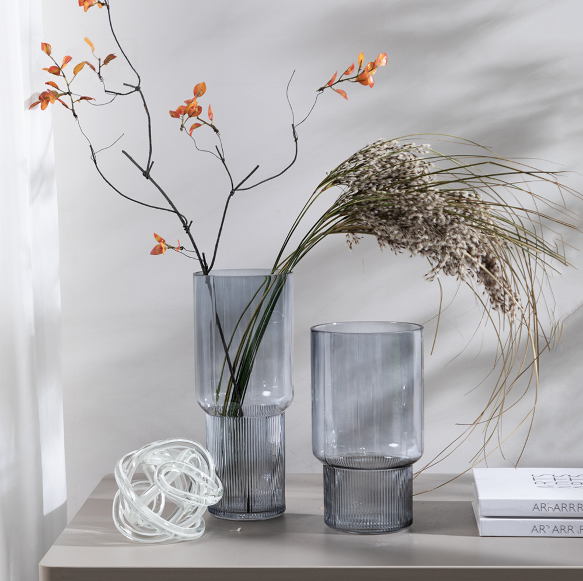Home Decor Glass Vase Gray