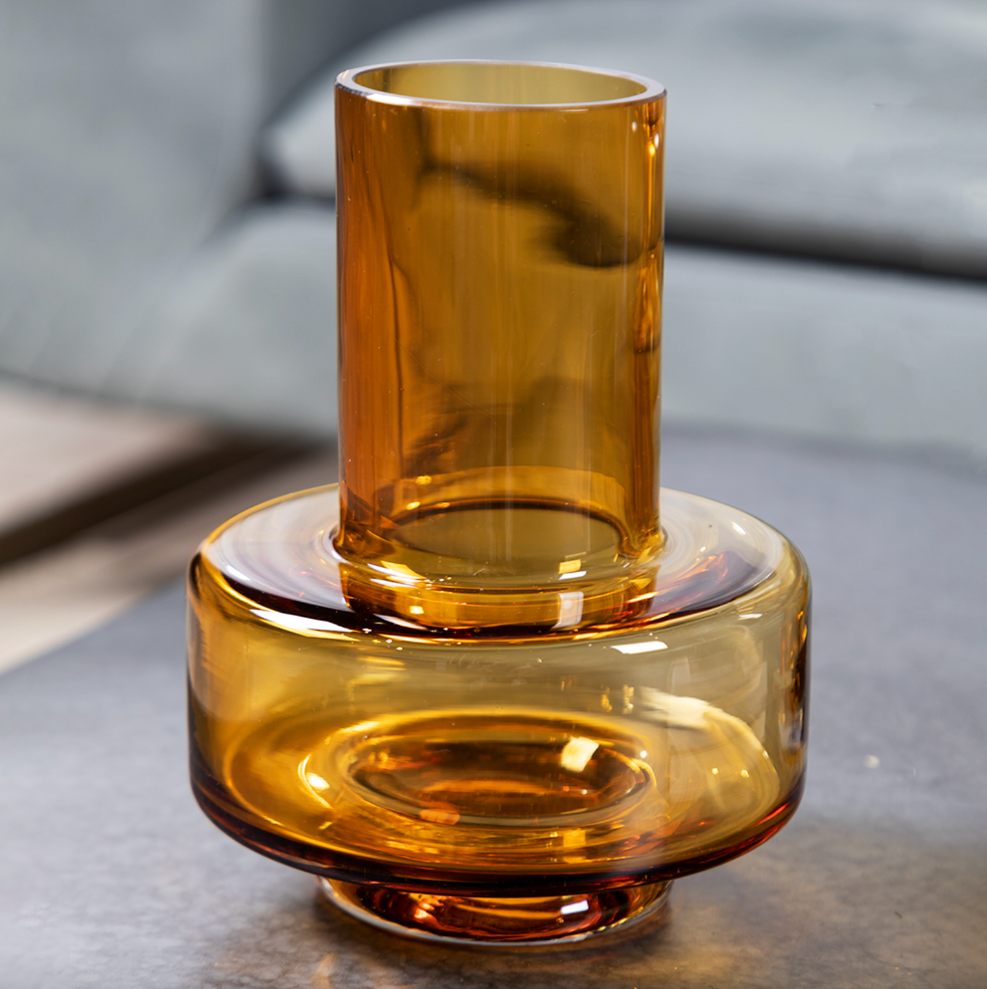 Flower Vase Decor Amber Glass