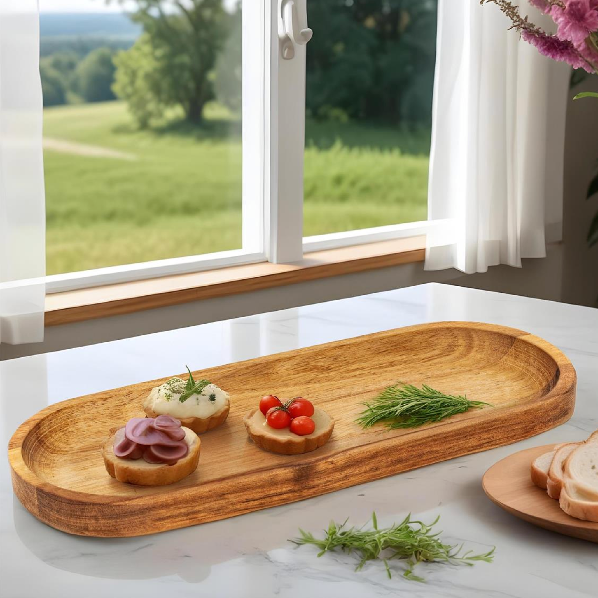 Acacia Wood Serving Tray Gourmet