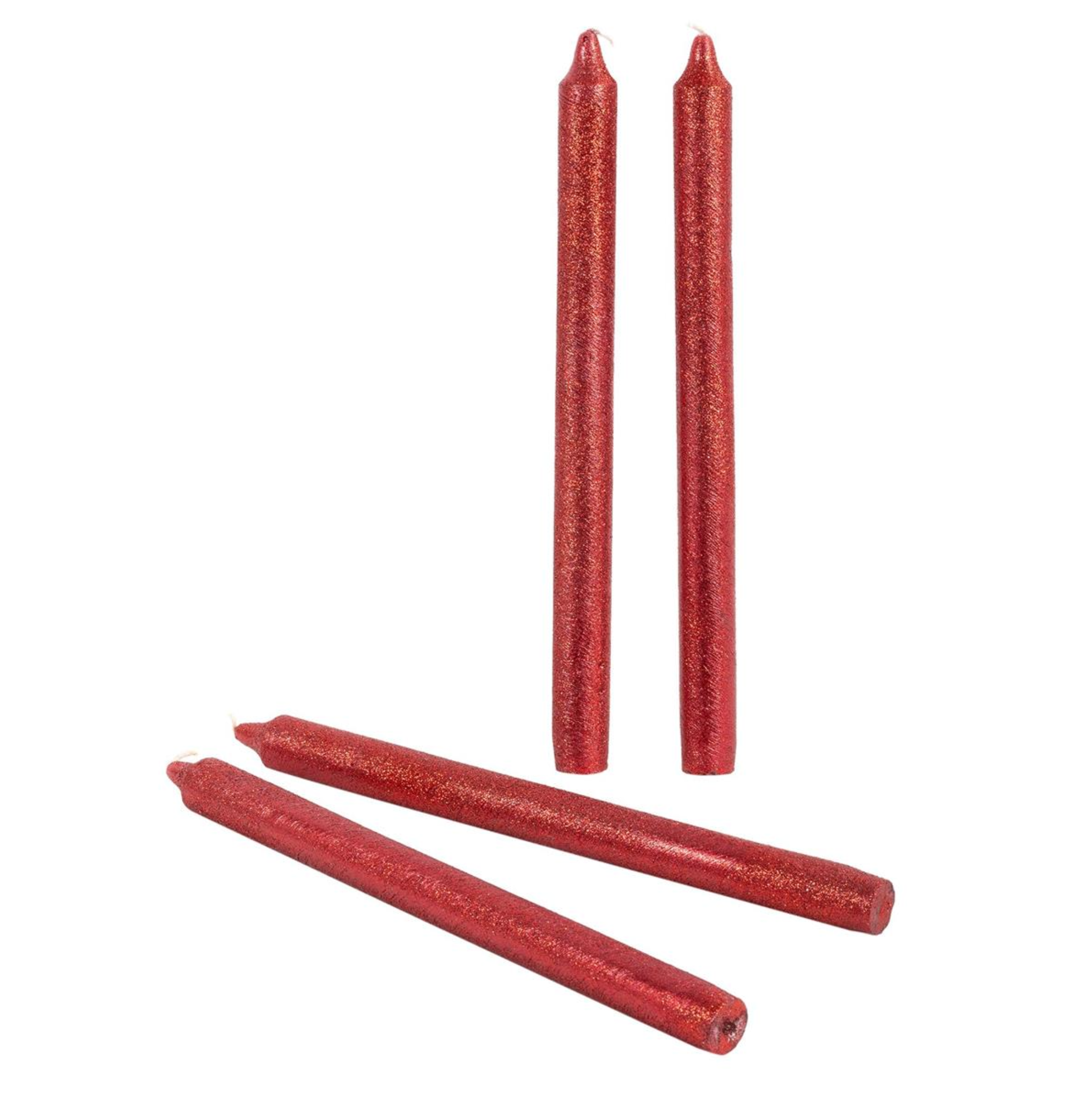 Set/4 Candle Shimmer Red Taper 10"