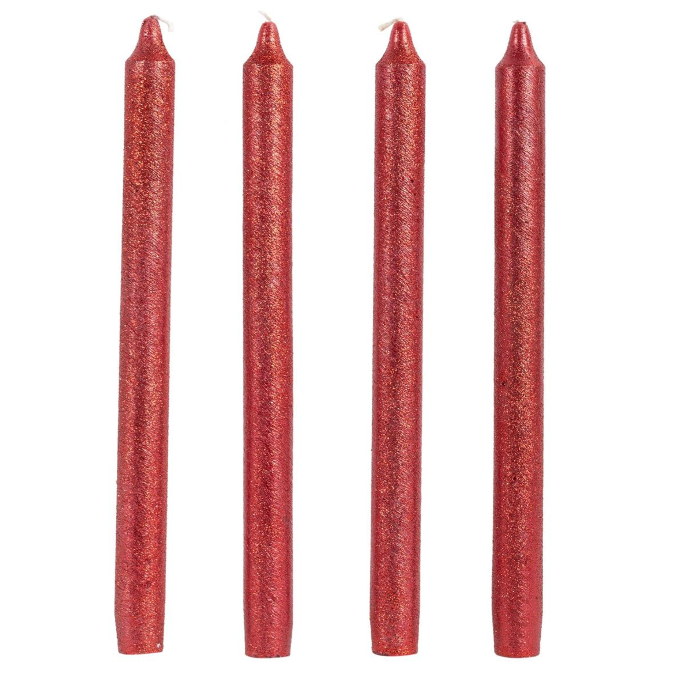 Set/4 Candle Shimmer Red Taper 10"