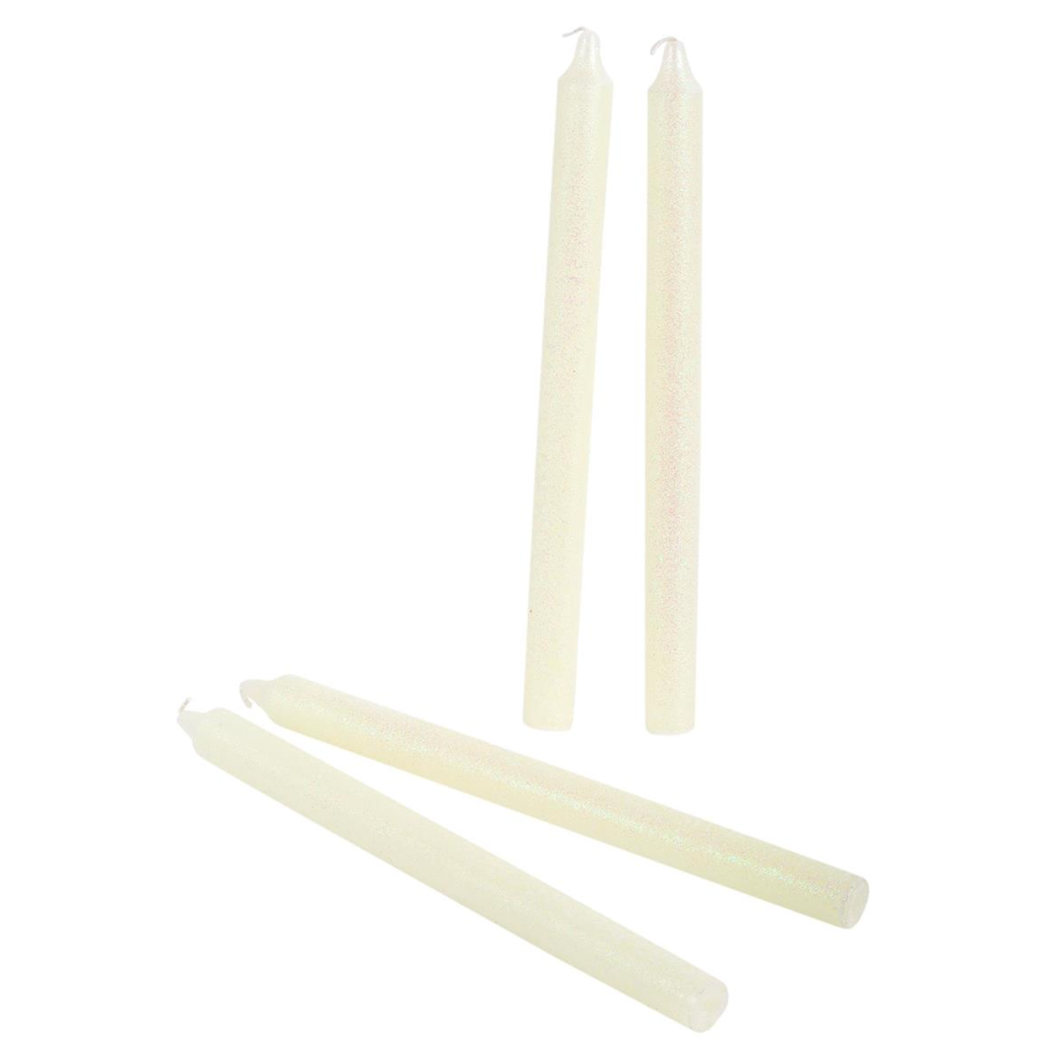 Set/4 Candle Shimmer White Taper 10"