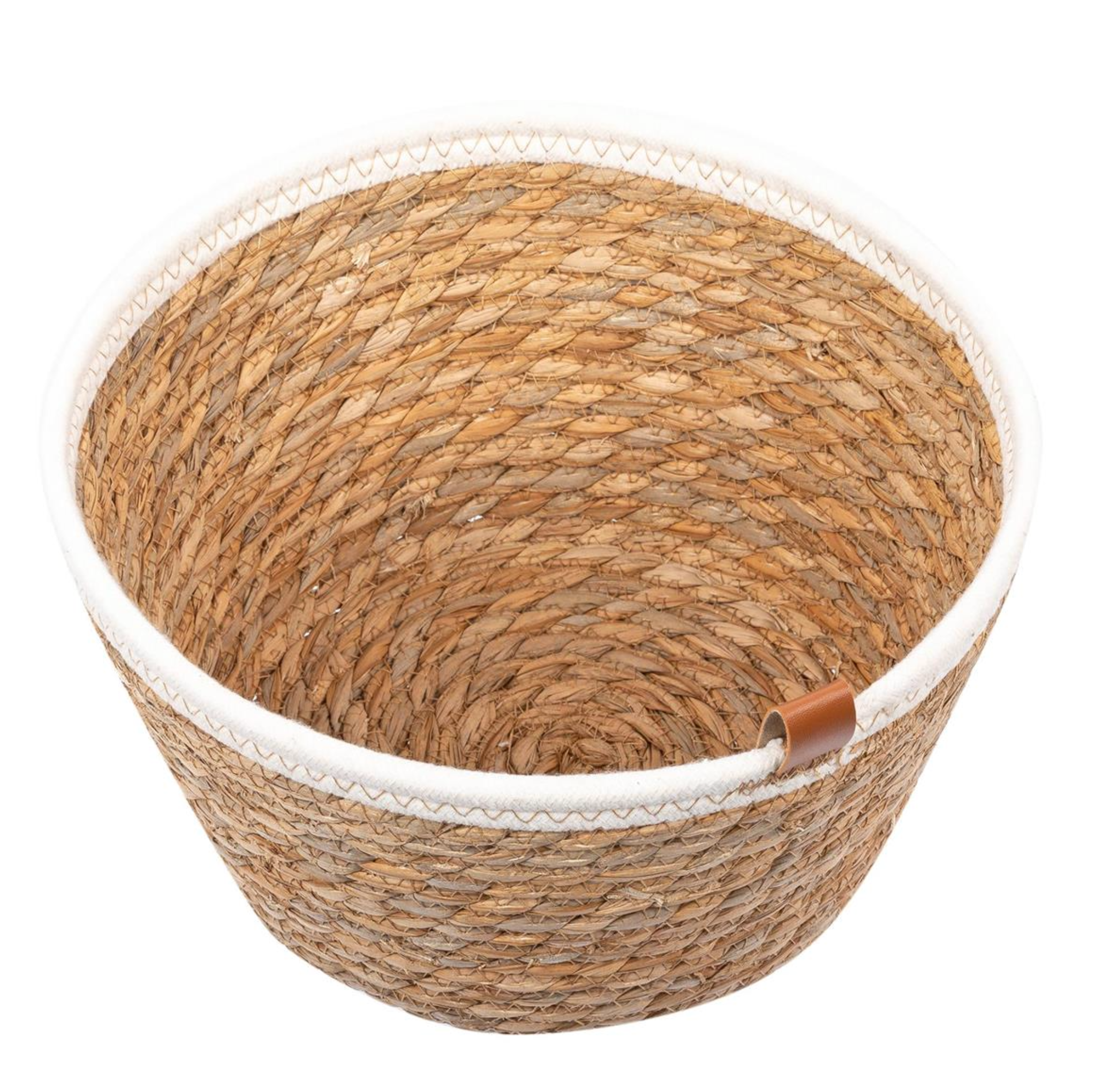 Round Grass Basket With White Rim