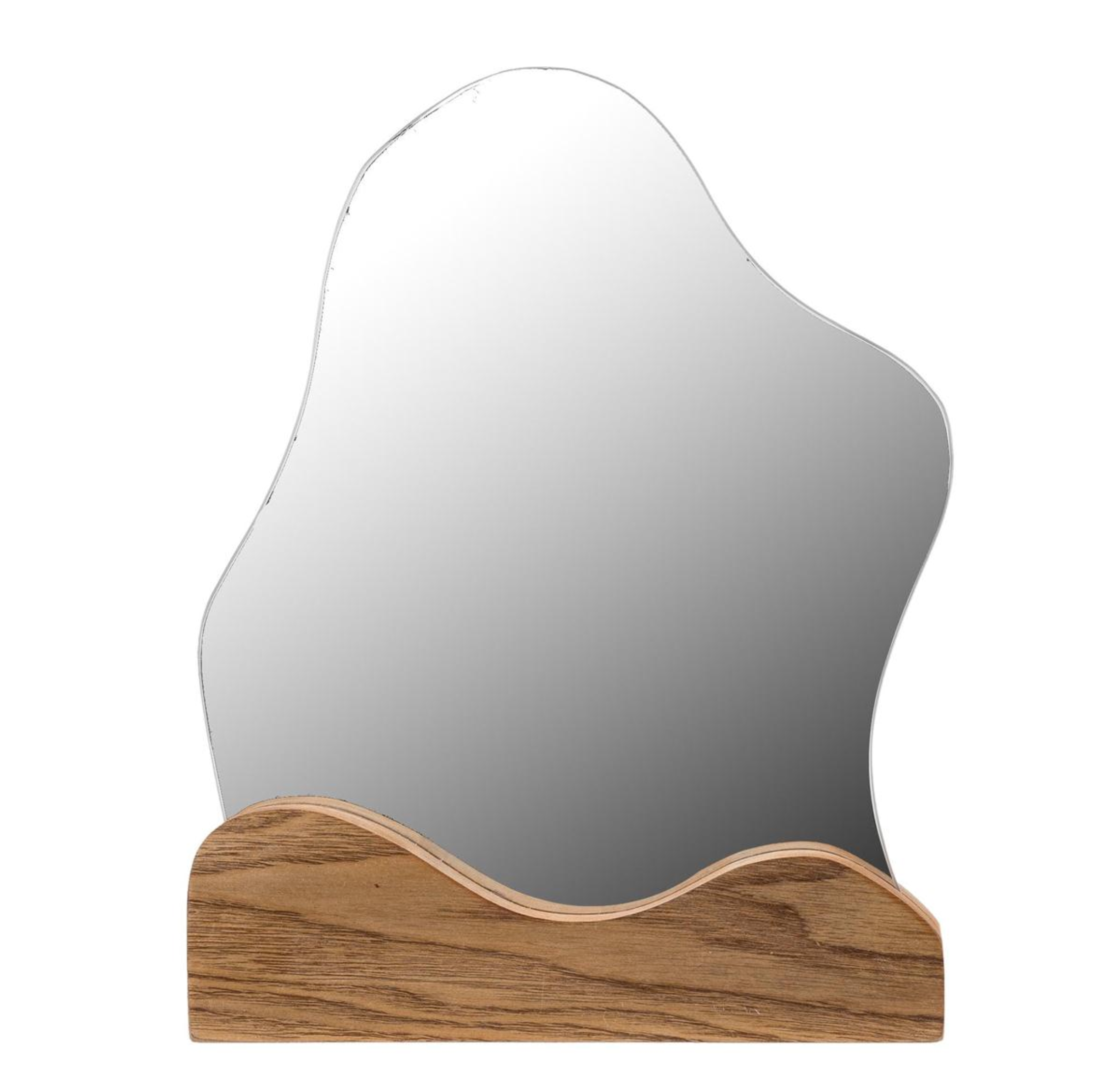 Cloud Table Mirror With Wood Base