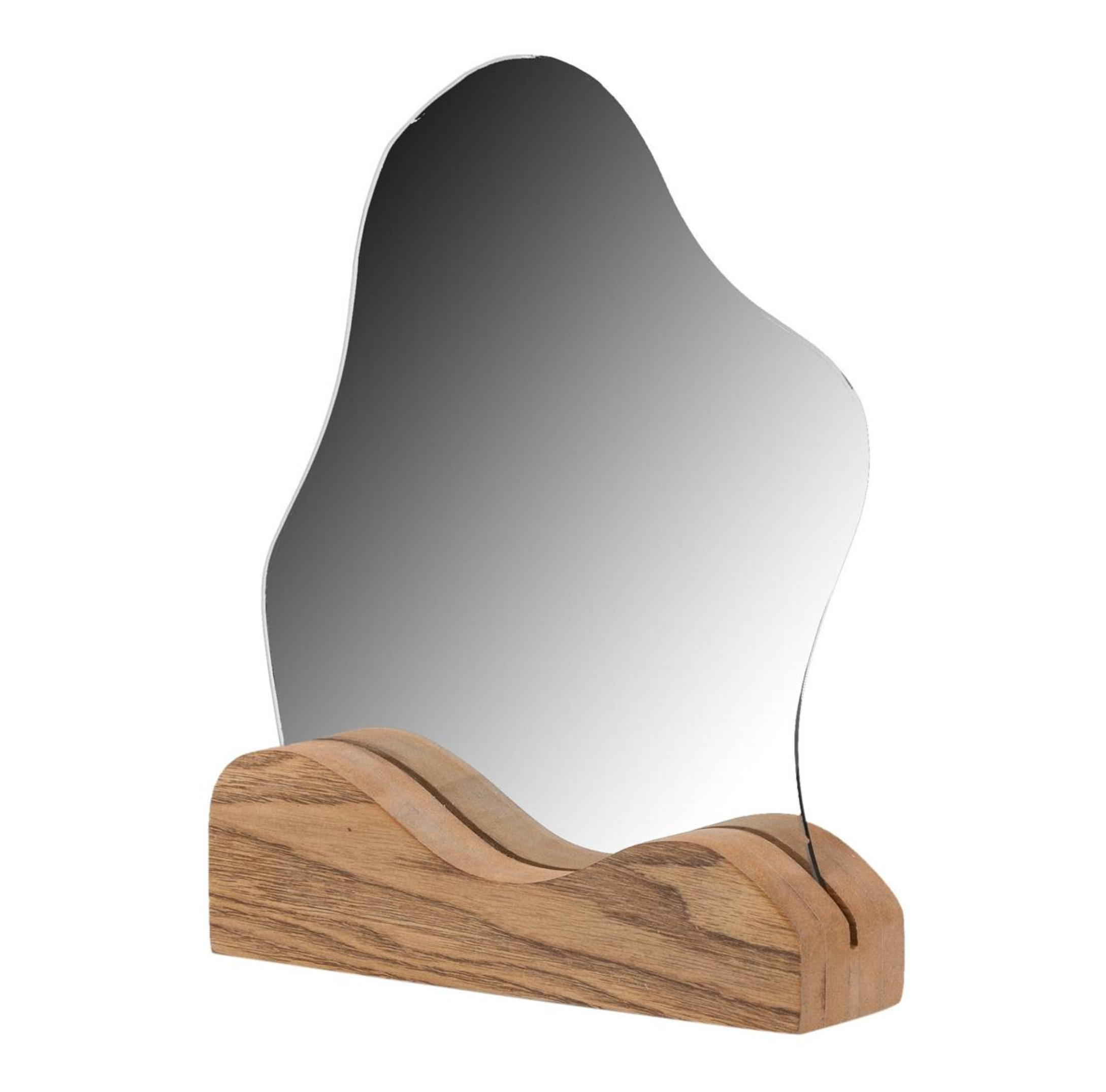 Cloud Table Mirror With Wood Base