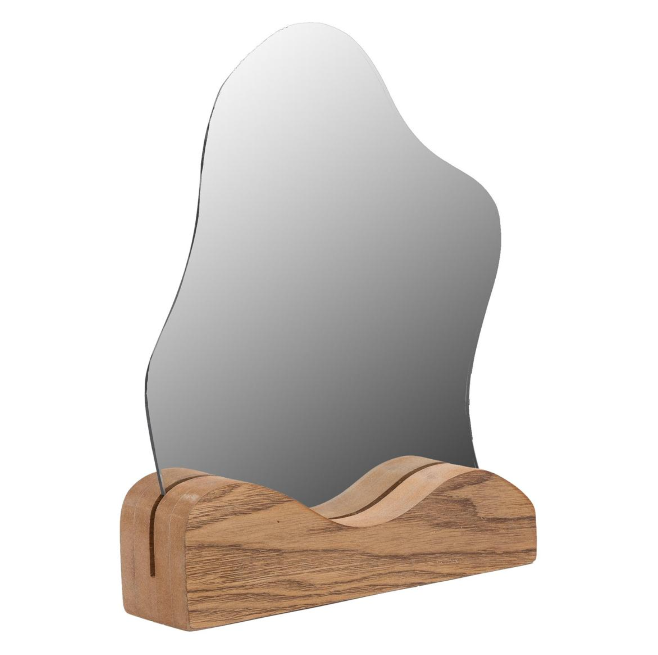 Cloud Table Mirror With Wood Base