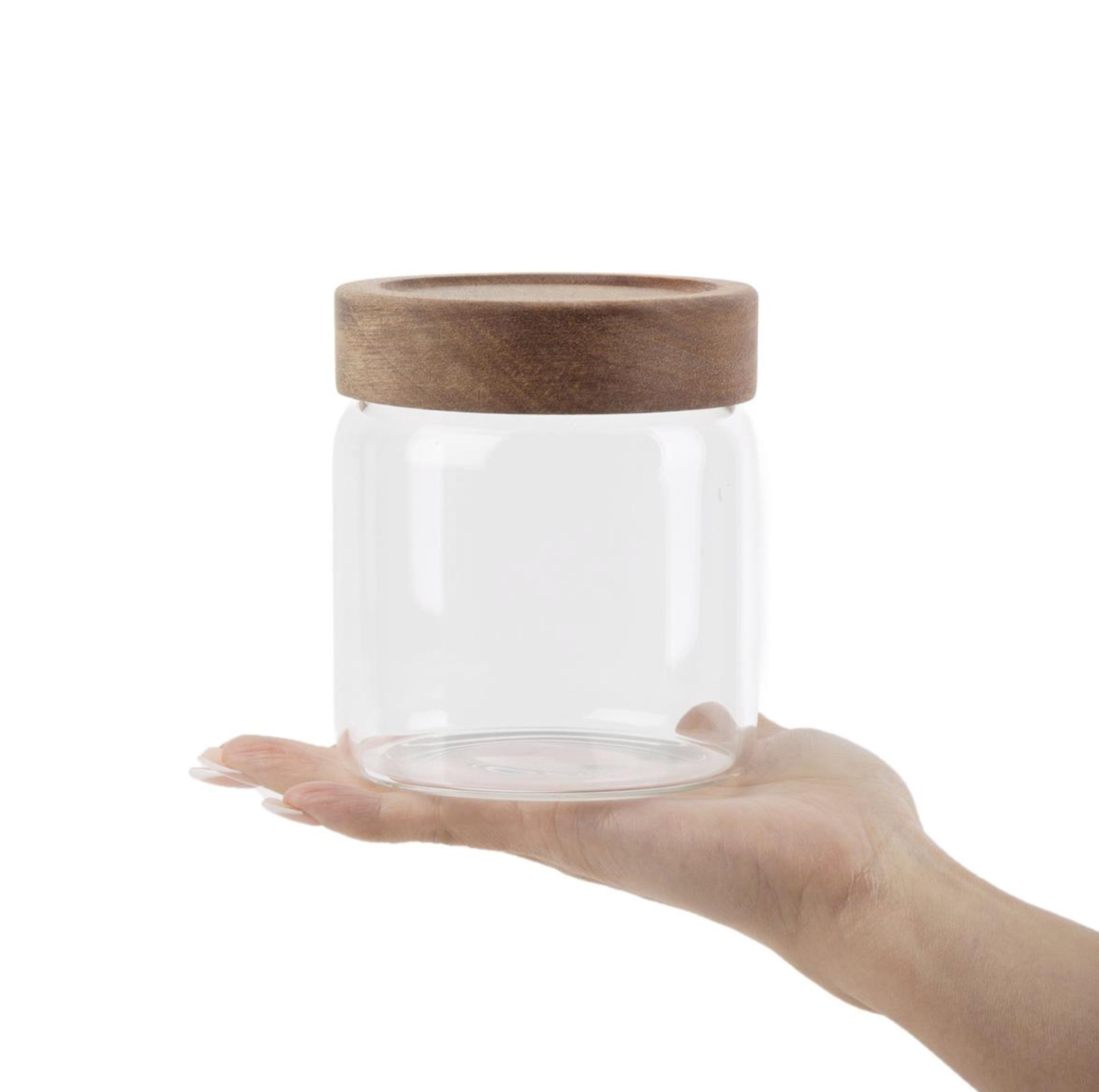 Gourmet 600 ml Glass Jar Whit Acacia Wood Lid