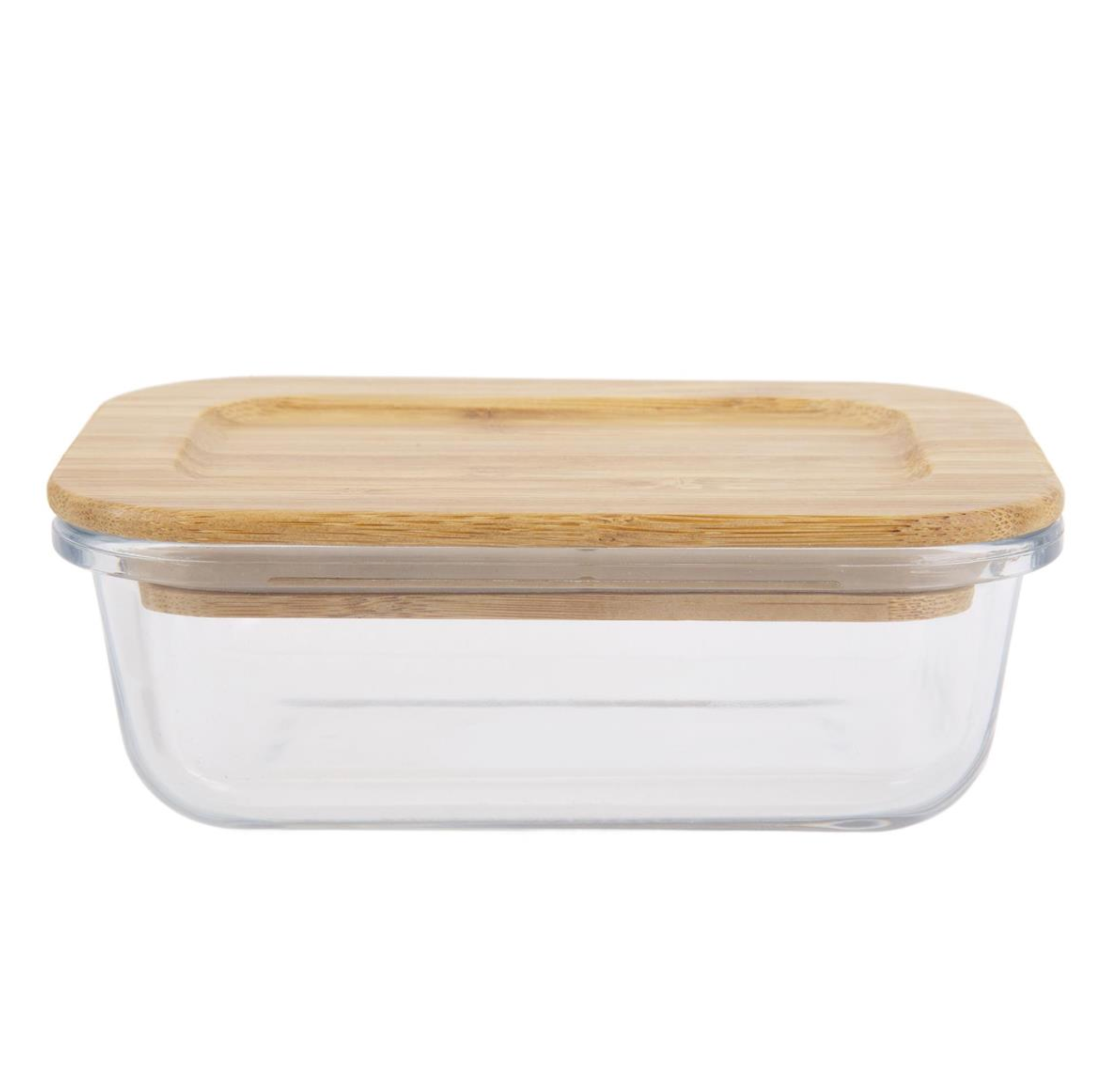 Gourmet 370 ml Glass Container With Bamboo Lid Rectangle