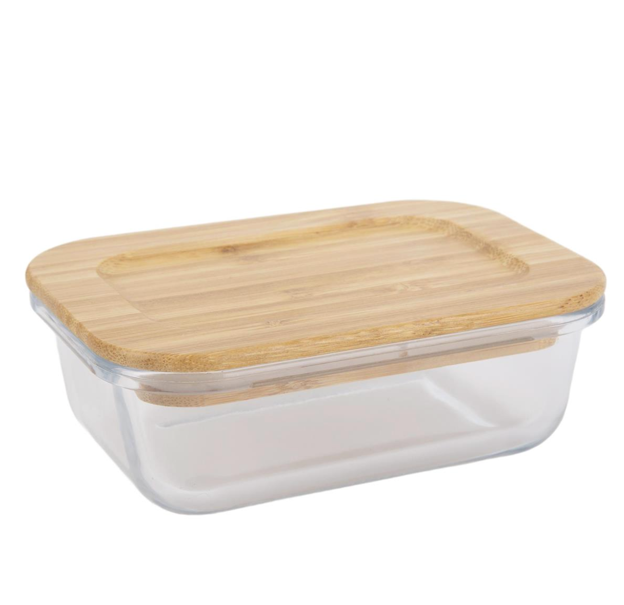 Gourmet 370 ml Glass Container With Bamboo Lid Rectangle