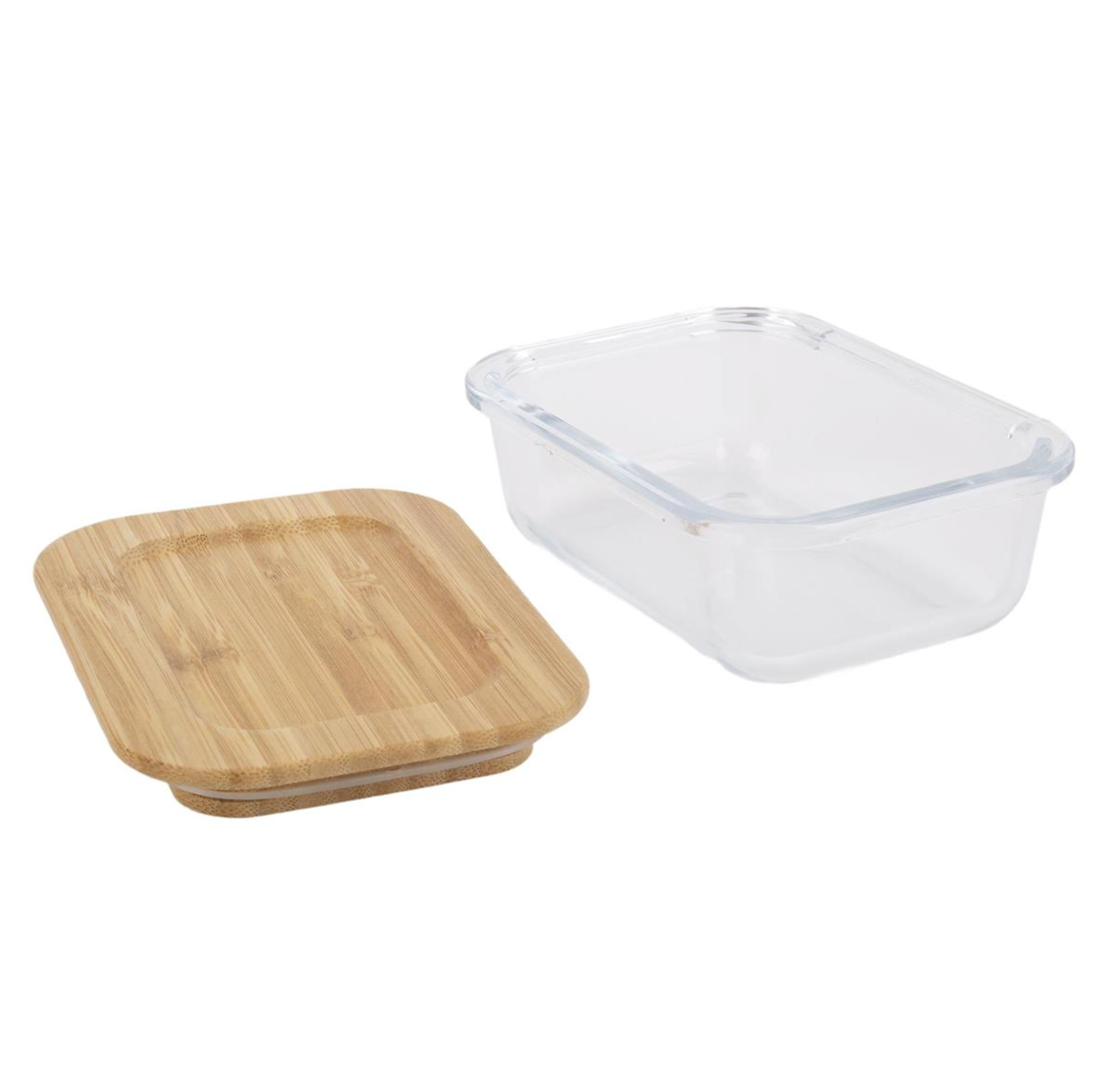 Gourmet 370 ml Glass Container With Bamboo Lid Rectangle