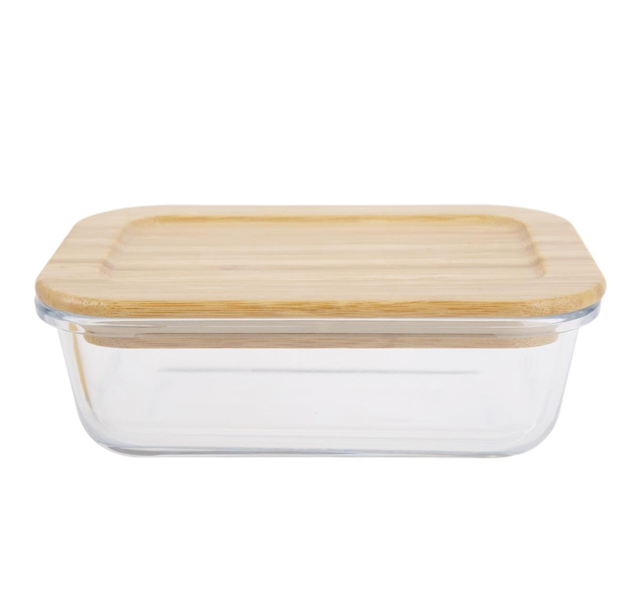 Gourmet 640 ml Glass Container With Bamboo Lid Rectangle