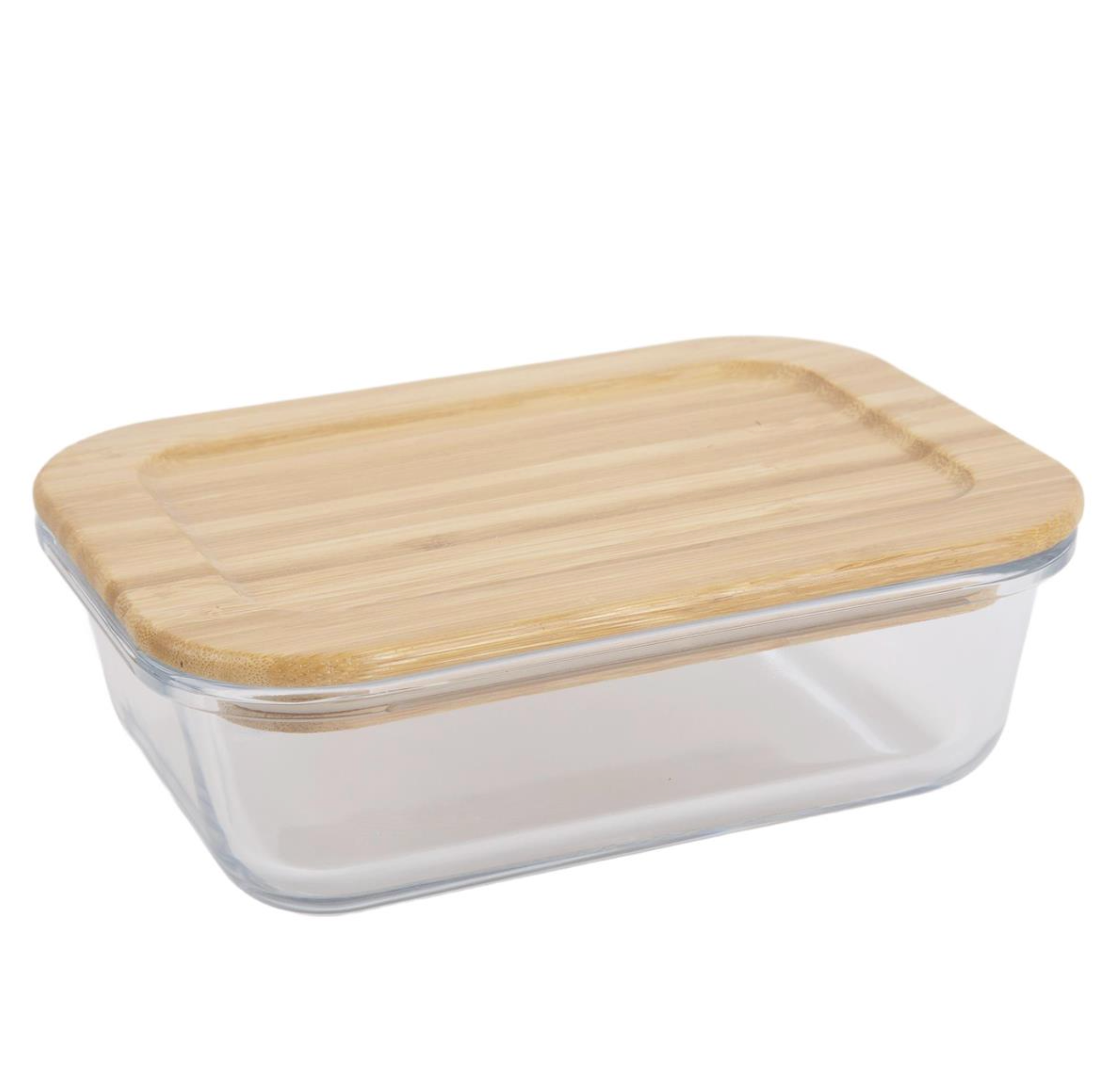 Gourmet 640 ml Glass Container With Bamboo Lid Rectangle