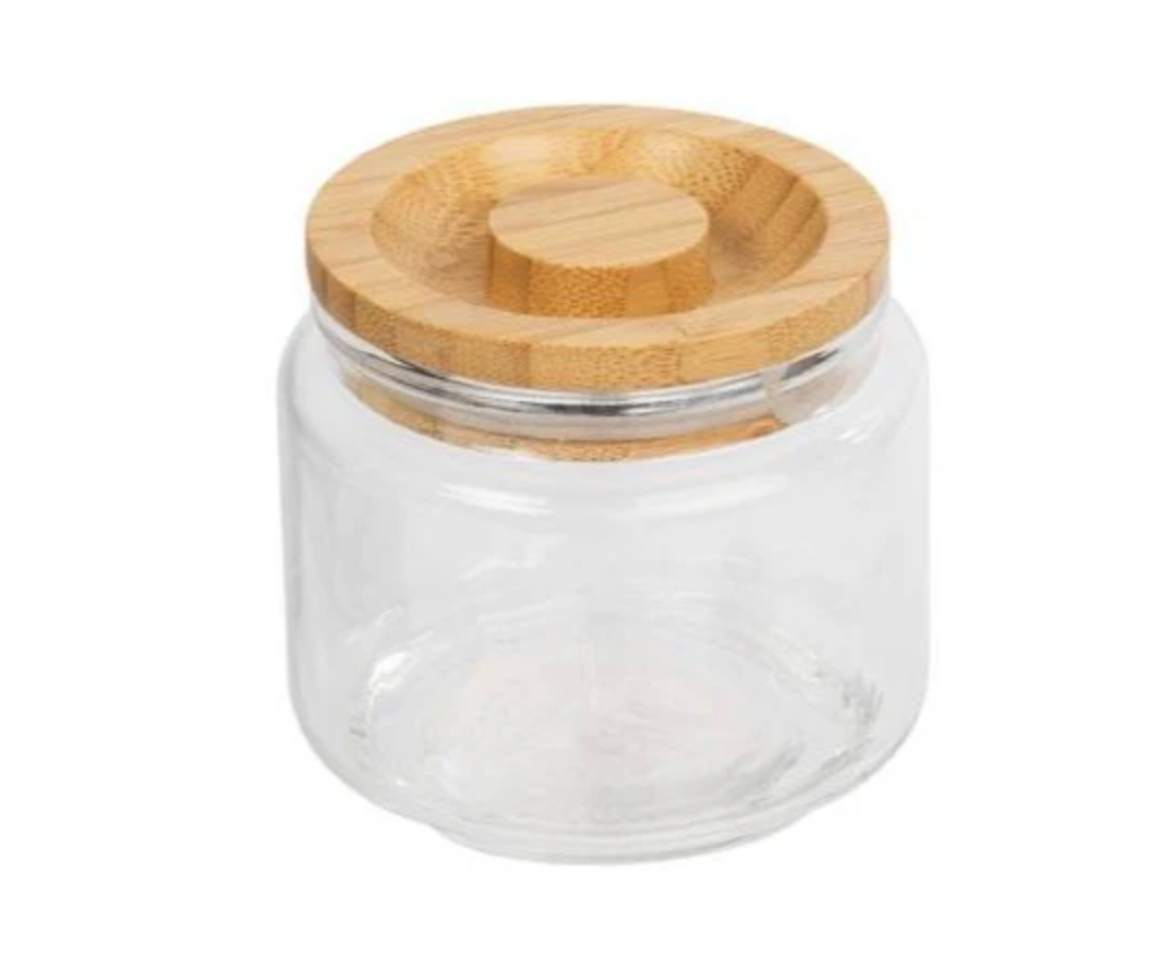 Luciano Glass Jar With Wooden Lid 3.25"