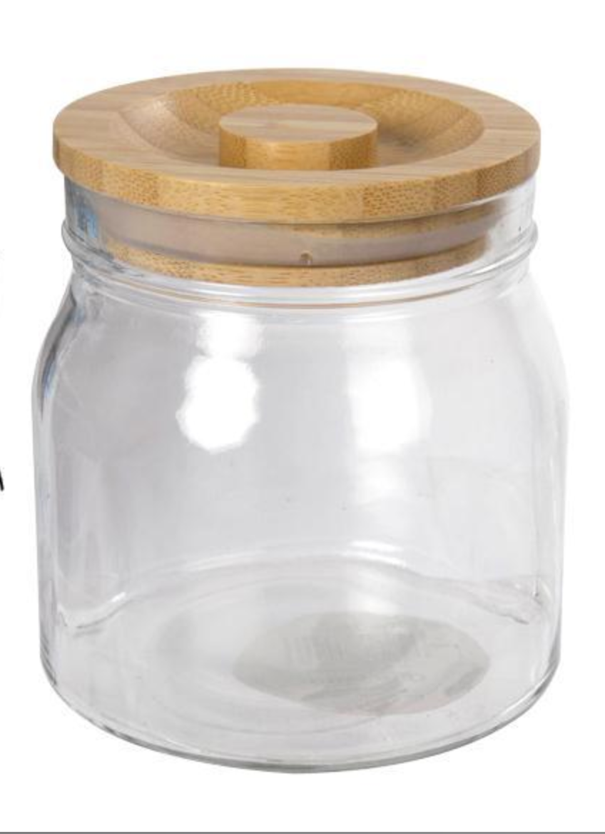 Luciano Glass Jar With Wooden Lid 4"