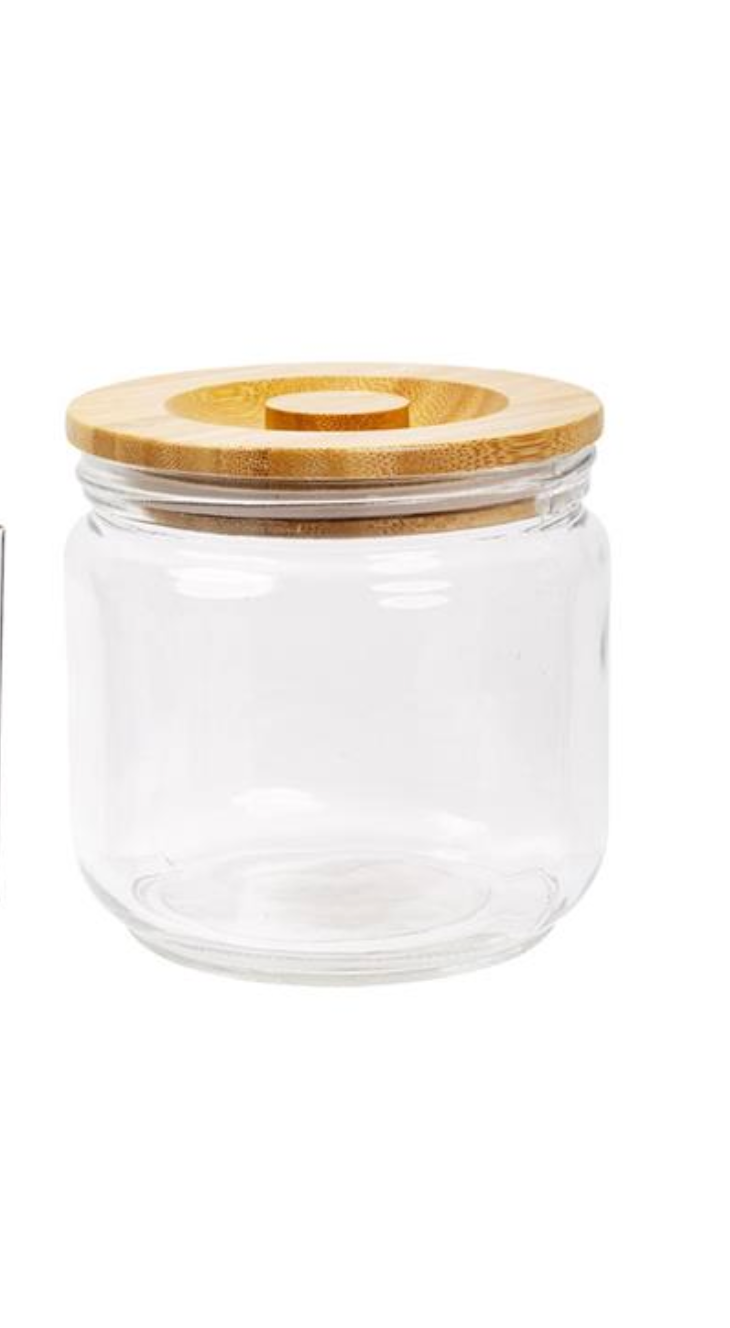 Luciano Glass Jar With Wooden Lid 4"