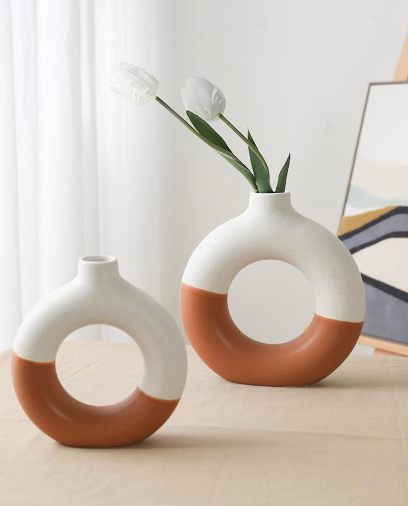 2-Tone Donut Vase Ceramic