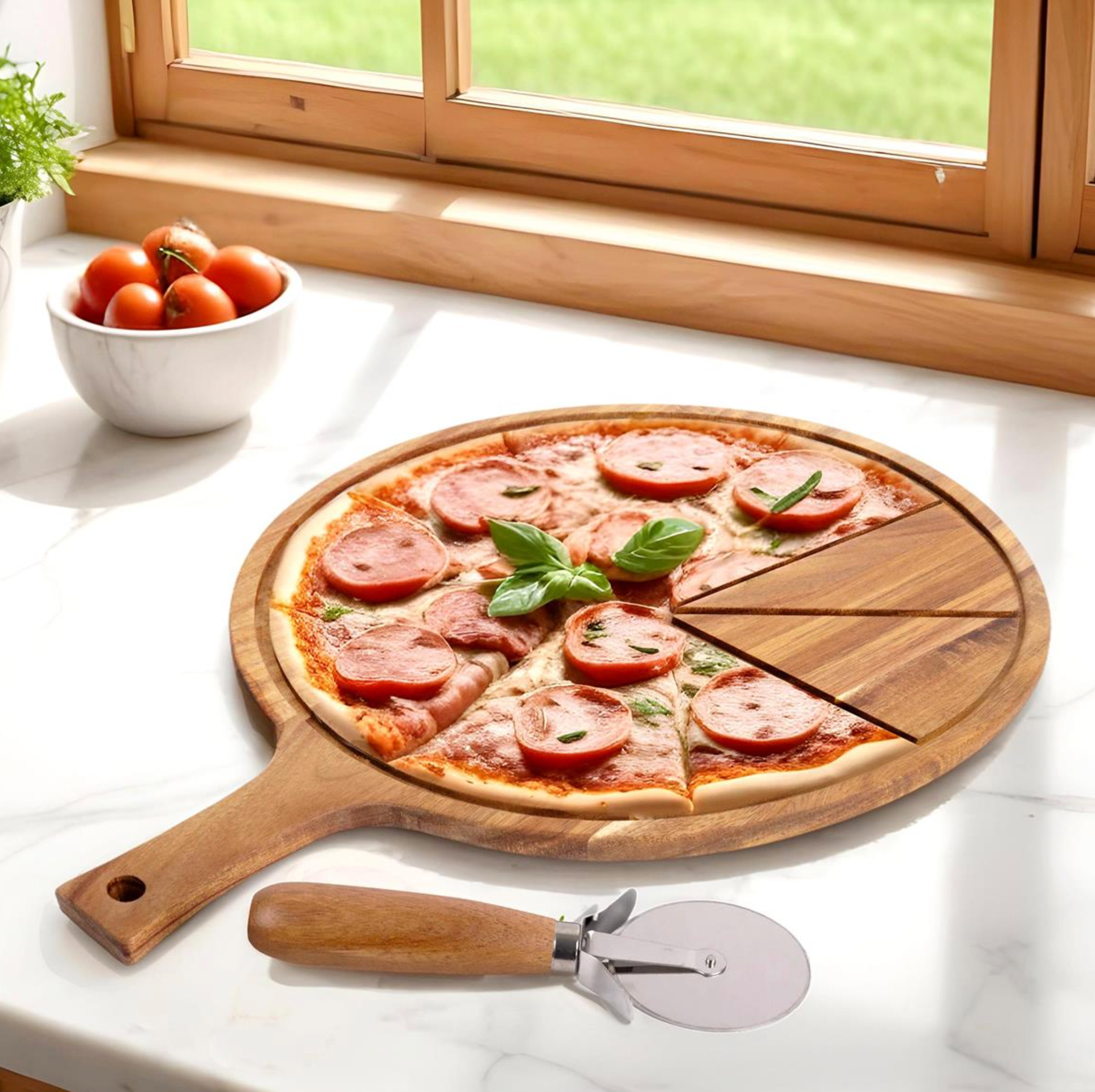 Gourmet Acacia Wood Pizza Cutting Board