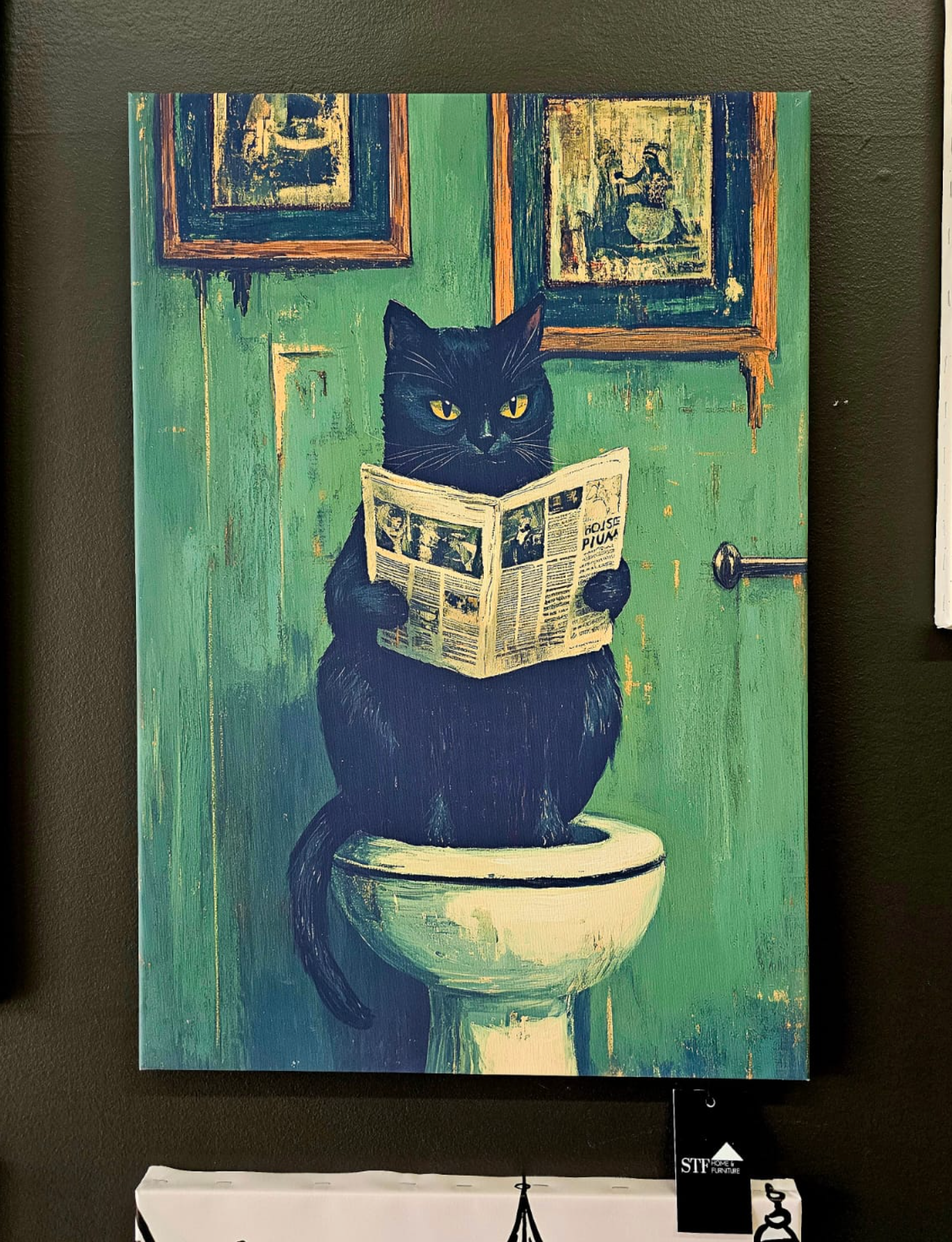 Wall Art Cat Reading Bath 3