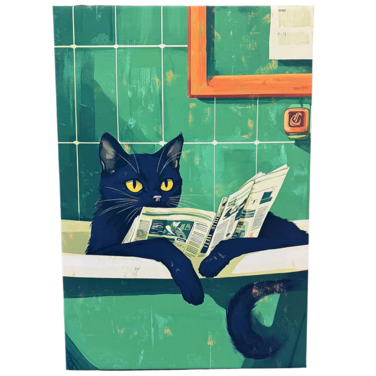 Wall Art Cat Reading Bath